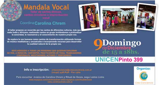 Mandala Vocal, Taller de cantos tnicos