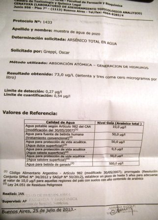 En la zona rural el nivel de Arsénico es alarmante En la zona rural el nivel de Arsénico es alarmante