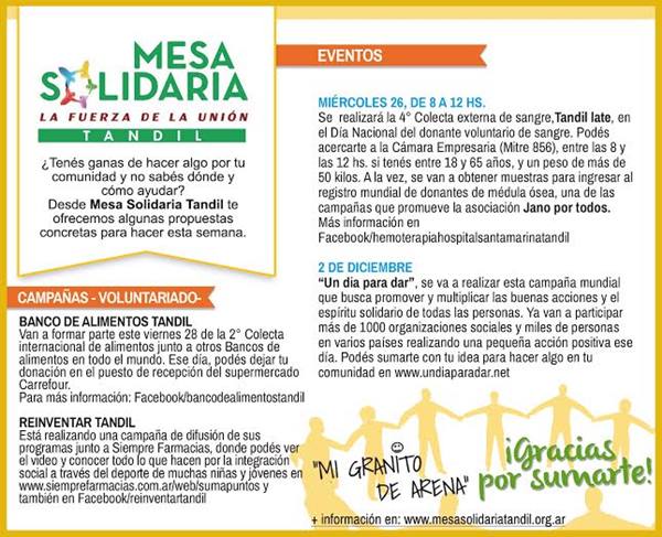 Agenda de la Mesa Solidaria Agenda de la Mesa Solidaria
