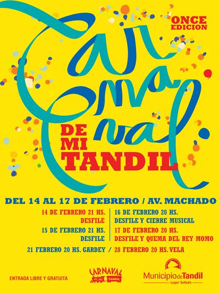 El próximo sábado comienza una nueva edición del Carnaval de Mi Tandil El próximo sábado comienza una nueva edición del Carnaval de Mi Tandil